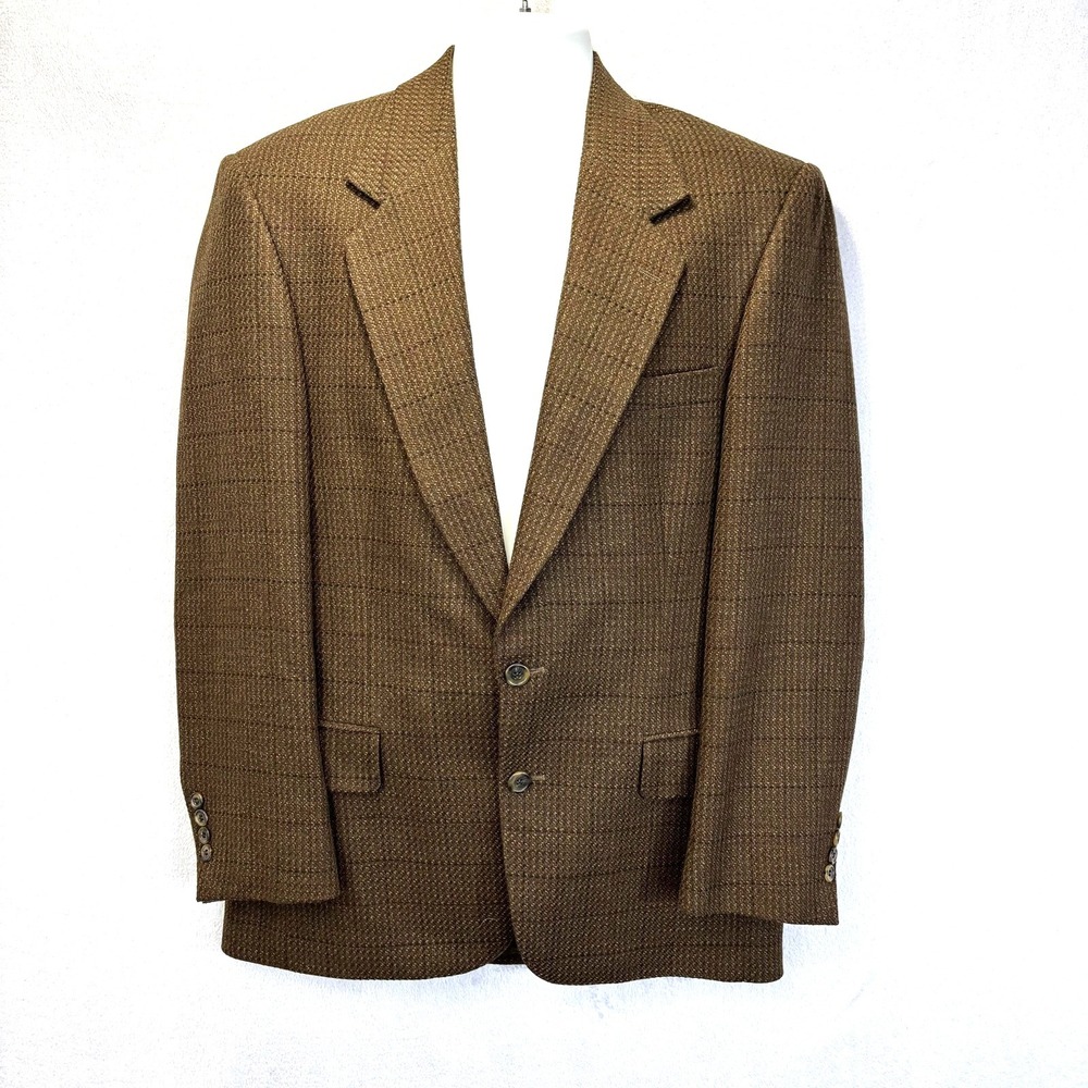 Vintage Bill Blass Wool Tweed Blazer Mens 40 Brown Sport Coat USA Retro Academia